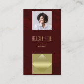 上品なモダンプロフェッショナルブルゴーニュ金ゴールド写真 名刺 (正面)