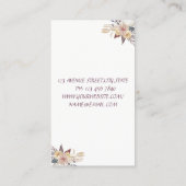 上品なモダン水カラーフローラカボチャ、白 名刺 (裏面)