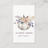 上品なモダン水カラーフローラカボチャ、白 名刺 (正面)
