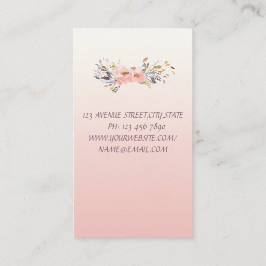 上品なモダン水彩フローラ 名刺 (裏面)