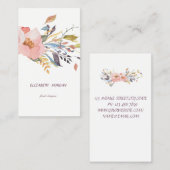 上品なモダン水彩フローラ、白 名刺 (正面/裏面)