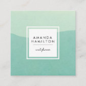 上品なモダン水彩光と暗いターコイズ スクエア名刺 (正面)
