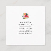 上品なモダン水彩牡丹フローラダイヤモンド スクエア名刺 (裏面)