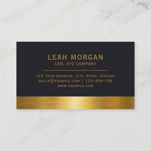 上品なモダン金ゴールドと黒の大理石プロフェッショナル 名刺 (裏面)