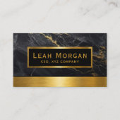 上品なモダン金ゴールドと黒の大理石プロフェッショナル 名刺 (正面)