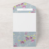 上品なモダン ウォーターカラー フラワー ウェディング 招待状 (外側)