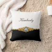 上品なモノグラムのきらきら光るなダマスク織 クッション (ブランケット)