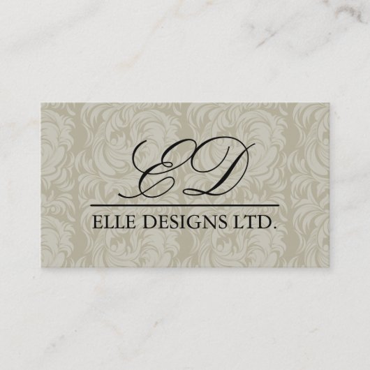 上品なモノグラムのダマスク織の名刺 名刺 (正面)