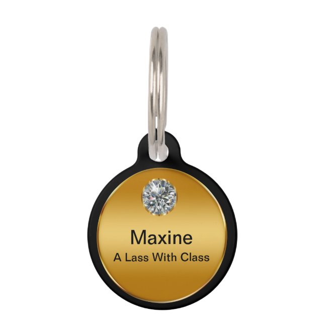 上品なモノグラムのドッグタッグ ペット　ネームタグ (正面)