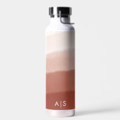 上品なモノグラムの水色の銅さびグラデーション ウォーターボトル (左面)