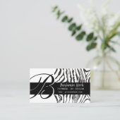 上品なモノグラムの黒のシマウマの縞模様 名刺 (スタンド正面)