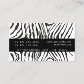 上品なモノグラムの黒のシマウマの縞模様 名刺 (裏面)