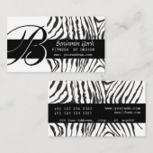 上品なモノグラムの黒のシマウマの縞模様 名刺 (正面/裏面)
