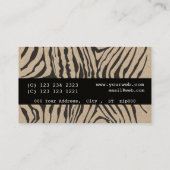 上品なモノグラムの黒のシマウマの縞模様 名刺 (裏面)