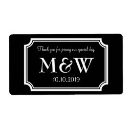 上品なモノグラム結婚のワインまたはウォーターボトルラベル ラベル