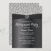 上品なユキヒョウ印刷ブラックリボン退職 招待状 (正面/裏面)