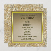 上品なユニセックス金ゴールド誕生日 招待状 (正面/裏面)