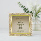 上品なユニセックス金ゴールド誕生日 招待状 (スタンド正面)