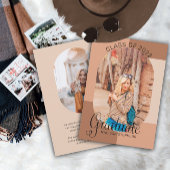 上品なユニークレトロ曲線写真卒業 案内状