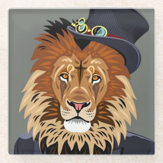 上品なライオン ガラスコースター (正面)