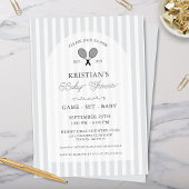 上品なライトグレー テニス カントリークラブ ベビーシャワー 招待状