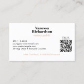 上品なライトピンクモダンミニマリスト公証人QRコード 名刺 (裏面)