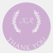 上品なラベンダーパープル結婚フローラサンキュー ラウンドシール (正面)
