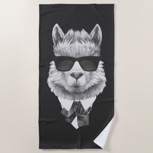 上品なラマ ビーチタオル (正面)