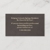 上品なリネン混合学者バーテンダービジネスカード 名刺 (裏面)