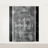 上品なリネン4周年結婚記念日お祝い タペストリー (正面)