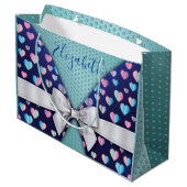 上品なリボンとハートの水玉模様のギフトバッグ ラージペーパーバッグ (裏面アングル)