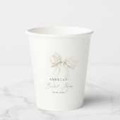 上品なリボン おしゃれなスクリプト お姫様のような エレガントな ブライダルシャワー 紙コップ (正面)