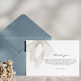 上品なリボン　彼女は結婚する 感謝カード 招待状