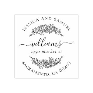 上品なリースカップルタイポグラフィ差出人住所 ラバースタンプ