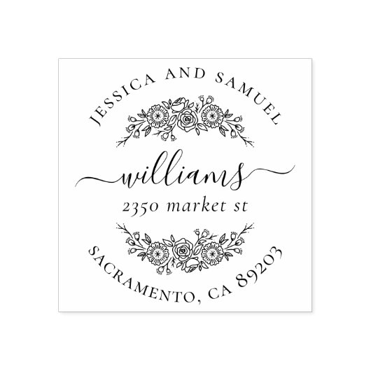 上品なリースカップルタイポグラフィ差出人住所 ラバースタンプ (インプリント)