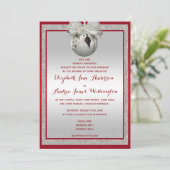 上品なルビーレッド&スパークリー結婚ブルクリスマス 招待状 (スタンド正面)