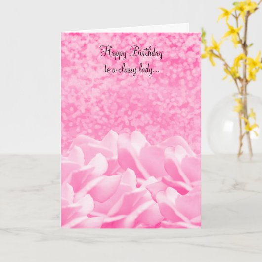 上品なレディーカードのためのピンクのバラ カード (黄色い花)