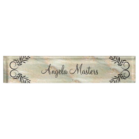 上品なレディースモノグラムエグゼクティブ デスクネームプレート (正面)