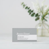 上品なレトロステッチプレーンモダンシルバーグレイ 名刺 (スタンド正面)