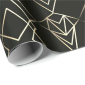 上品なレトロデザインインブラックと金ゴールド ラッピングペーパー (ロールコーナー)