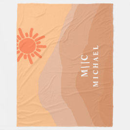 上品なレトロモダン抽象芸術山波 フリースブランケット