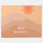 上品なレトロモダン抽象芸術山波 フリースブランケット (正面(横))