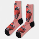 上品なレトロレッドホワイトクラシックヴィンテージ車、靴下 ソックス (左)