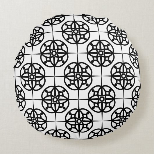 上品なレトロヴィービージオメトリックパターン ラウンドクッション (正面)