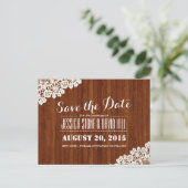 上品なレースコーナーウッドの背景日付を保存 案内ポストカード (スタンド正面)