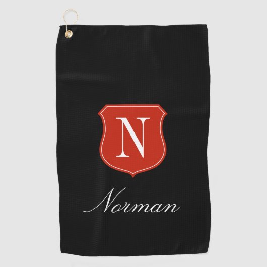 上品なロパーソナライズされたゴを持つ金ゴールドタオルのギフト ゴルフタオル (正面)