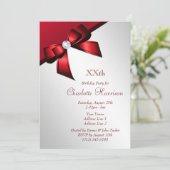 上品なロマンチックな赤と銀の誕生日パーティー 招待状 (スタンド正面)