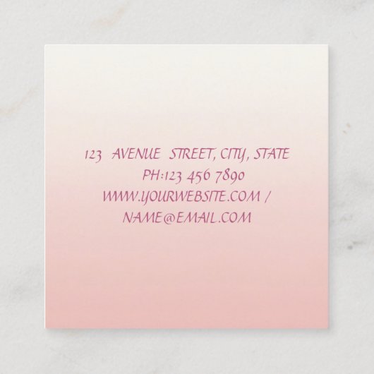 上品なロマンモダンティックウォーターカラーフローラ スクエア名刺 (裏面)