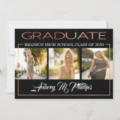 上品なローズゴールドの卒業招待状 招待状 (正面)