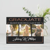 上品なローズゴールドの卒業招待状 招待状 (スタンド正面)